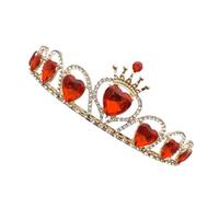 IWOWHERO Bridal Headdress Crown Cake Topper Heart-shaped Rhinestone Tiara Headband for Wedding Birthday Party Princess Decorative Hair Accessory Random Color