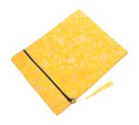 IWOWHERO Buddhist Scripture Storage Bag with Carry Handle Multipurpose Document and Book Organizer Yellow Dragon Pattern Brocade Sleeve for Religious Texts and Prayer Beads