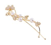 IWOWHERO Butterfly Hair Clips Pearls 2Pcs Vintage Gold Plated Barrette for Women Elegant Hair Accessories for Special Occasions