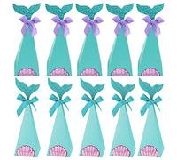 IWOWHERO Candy Boxes with Creative Fine Craft Making Design Blue Pointed Cone 40pcs Mermaid Shape Paper Packaging for Wedding and Party