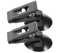 IWOWHERO Car Suction Cup Ticket Holder and Card Clamp, 2pcs Black ABS and PVC Windshield Mount for Parking Permit and Photo Storage, Car Accessory for Dashboard Organization