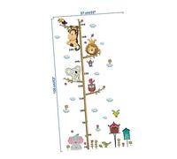 IWOWHERO Cartoon Animal Height Chart Wall Decals Reusable Boy Girl Room Decoration Eco-Friendly Stickers for Nursery Easy to Apply and Remove for Measuring Growth