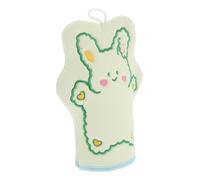 IWOWHERO Cartoon Rabbit Bath Towel Gloves for Kids Dual Sided Exfoliating Bath Mitt Sturdy Scrubbing Material Bunny Crochet Applique Child Bathing Glove