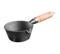 IWOWHERO Cast Iron Non-Stick Mini Omelet Pan for Gas and Induction Cookers Thickened Breakfast Milk Pot with Even Heat Distribution Multipurpose Food Heating Saucepan