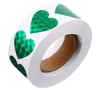 IWOWHERO Colored Holographic Heart Stickers 500Pcs Roll Green Shiny Sealing Labels for Wedding Decoration, Envelope Sealing, Scrapbooking and Paper Wrapping Tags