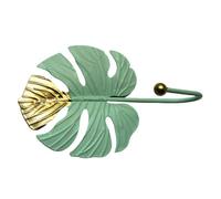IWOWHERO Creative Green Leaf Shape Wall Mounted Iron Coat Hook with Smooth Polishing, Sturdy Wall Hanger Hook for Rain Gear and Small Items in Kitchen or Clothing Store