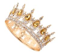 IWOWHERO Crystal Rhinestone Bridal Tiara Headband Wedding Crown Hair Accessory Vintage Style Women Queen Crown for Wedding Halloween Party Bridal Headdress