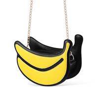 IWOWHERO Cute Lightweight Pu Material Banana with Women for Bag and Large Capacity Unique Banana Shape Shoulder Bag Wear-resistant Crossbody Fruit Shaped for Commuting and Shopping
