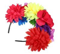 IWOWHERO Dark Day Dead Headband Mexican Flower Crown for Women Halloween Costume Accessory Fabric Blooms for Cosplay Party