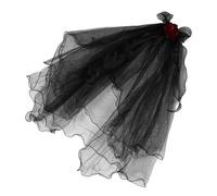 IWOWHERO Day Dead Headpiece with Red Roses Gothic Ghost Bride Veil Handmade Halloween Costume Accessory Lightweight Comfortable for Witch Fairy Party