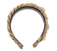 IWOWHERO Decorative Fishtail Braid Braided Headband for Women Girls Rhinestone Decorated Wide Braid Messy Hand-woven Hair Band for Valentines Present Blonde Synthetic Hair