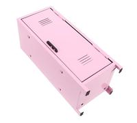IWOWHERO Decorative Metal Mini Locker with Lock and Keys Sturdy Girly Vanity Storage Box for Makeup and Cosmetics Elegant Pink Desktop Organizer for Desk Accessories