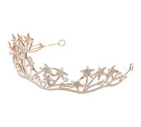 IWOWHERO Delicate Crystal Studded Prince Crown Headband, Gold Alloy Wedding Hair Accessory for Brides and Bridal Parties