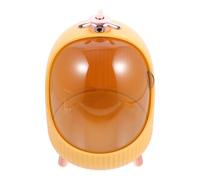 IWOWHERO Delicate Yellow Cosmetic Storage Box Small Makeup Brush Holder Plastic Organizer with Visible Window for Bedroom Bathroom Vanity Desk