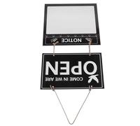 IWOWHERO Double Sided Wooden Business Sign Multi-function Closed Sign Erasable Printing Black Glass Plastic Wood Simple Design Decorative Hanging Open for Cafe Shop DIY