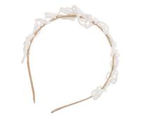 IWOWHERO Elegant Faux Pearl Headband with Floral Beaded Design Comfortable Bridal Hairpiece for Wedding Bride Rhinestone Embellished Flower Girl Accessory