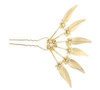 IWOWHERO Elegant Vintage Leaf Hair Fork with Sparkling Rhinestones Metal Hair Pin for Women Brides Weddings Parties Stylish Lightweight Accessory