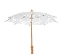 IWOWHERO Elegant White Bridal Umbrella with Soft Cotton Material and Flower Embroidery, Handmade Lace Parasol for Wedding Photography and Tea Party Decor, Classic Western Royal Style Prop