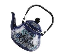 IWOWHERO Enamel Stovetop Kettle 2.5l Large Capacity Blue Peacock Pattern Outdoor Camping Water Pot Retro Decorative Teapot for Tea Serving and Boiling Water