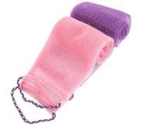 IWOWHERO Exfoliating Skin Brush 2Pcs Bath Scrubbers Purple Pink African Net Mesh Washcloths for Shower Dead Skin Removal Easy Dry Back Scrubber for Bathroom
