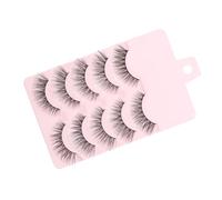 IWOWHERO False Eyelashes 5 Pairs Handmade Thickened Cross Pattern Semi Eyelashes for Women Stage Makeup Accessories