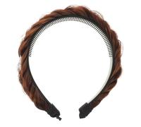 IWOWHERO Fishtail Style Braided Headband: Rhinestone Wide Synthetic Hair Braid Messy Hair Hoop with Non-Slip Tooth - Fashion Head Accessories for Women Valentines Present - Light Brown