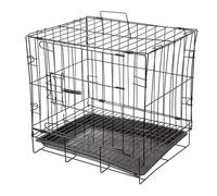 IWOWHERO Foldable Dog Crate Black Iron Wire Dog Cage with Removable Tray Easy Clean Pet Cage for Puppies and Indoor Pets
