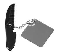 IWOWHERO Foldable Fine Tooth Comb for Men with Keychain and Compact Square Mirror Portable Pocket Beard Comb Travel Accessory Lightweight Folding Design for Easy Storage and Grooming the Go