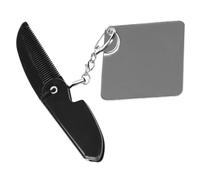 IWOWHERO Folding Fine Tooth Comb Keyring Mirror Men's Beard Styling Tool Compact Grooming Set