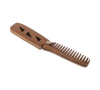 IWOWHERO Folding Wooden Beard Comb for Men Wide Tooth Design Pu Case Portable Pocket Grooming Tool Sandalwood Mustache Brush Travel Beard Accessory