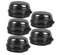 IWOWHERO Gas Stove Knob Covers and Child Safety Guards for Boys and Girls, Black Stove Knob Protectors Oil-Proof Design, 5pcs Set for Kitchen Safety and Childproofing
