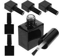 IWOWHERO Glass Nail Polish Bottles Refillable with Brush 6 Small 10Ml Black Gel Bottles for Salons and Homes