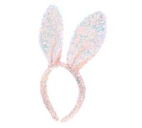 IWOWHERO Glitter Sequin Bunny Ears Headband for Women Soft Comfortable Animal Ears Hairband Party Cosplay Birthday Photo Prop Accessory