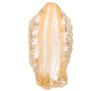 IWOWHERO Golden Classic Style Iron Comb Lace Bridal Veil with Lightweight Long Veil for Hair Accessories Adds Elegance Bride Wedding for Bachelorette Party