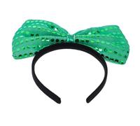 IWOWHERO Green Oversized Bow Hairband for Sequin Fabric Stylish Satin Headband for Women Non-slip Hair Hoop for Sports Face Washing and Parties