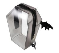 IWOWHERO Halloween Coffin Shaped Pvc Handbag with Bell Buckle Handle, Lightweight and Waterproof Gothic Accessory Bag for Party and Festive Events, Dark Punk Purse