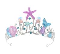 IWOWHERO Handcrafted Mermaid Princess Crown with Rhinestone Sea Star and Seashells Lightweight Bridal Tiara for Ocean-themed Weddings Birthdays and Formal Events