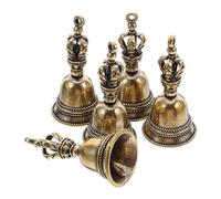 IWOWHERO Handheld Bell with Long Term Use Brass 5pcs Vintage Style Sturdy and Bright Decorative Hand Bell for Christmas for Desktop Decoration and Sacrificial Props and Home Décor