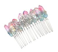 IWOWHERO Handmade Natural Crystal Hair Comb with Silver Wire 20 Teeth Bride Hair Accessory for Women Witch Triple Moon Suitable for Weddings and Special Occasions