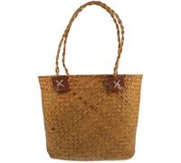 IWOWHERO Handwoven Orange Picnic Basket with Handles, Large Woven Handheld Gathering Basket for Outdoor Spring Outings and ’ Food Storage