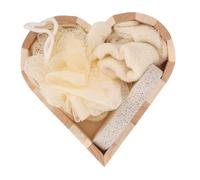 IWOWHERO Heart Shaped Bathing Scrubber Set Body Scrubber Kit for Home Travel Hotel Use Promotes Circulation Exfoliating Rubbing Tool for Smooth Healthy Skin