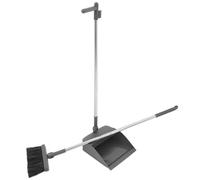 IWOWHERO Heavy Duty Soft Bristle Broom and Long Handle Dustpan Set with Self-Cleaning Teeth, Upright Garage and Office Cleaning Shovel for Kitchen and Lobby Use