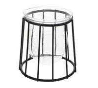 IWOWHERO Hydroponic Glass Vase Black Iron Rack, Geometric Green Plant Container for Home Decoration, Indoor Water Culture Flower Pot for Living Room and Office