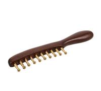IWOWHERO Indian Head Massage Tool Sandalwood Wide Tooth Comb with Copper Bristles, Multifunctional Scalp Massage Hair Comb and Wood Head Massager for Women and Men, Handmade Natural Wood Random Color