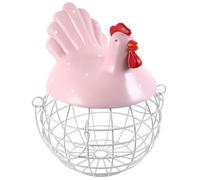 IWOWHERO Iron Art Chicken Shape Egg Storage Basket, Household Fruit Container Organizer, Metal Rustic Decorative Holder Suitable for Kitchen and Refrigerator Random Color Random Color