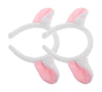 IWOWHERO Lamb Headband and Animal Ears Headbands for Women, 2Pcs Plush Goat Headwear with Soft Lamb Ears, Cozy Sheep for Kids and Adults, Party Cosplay Accessory and Costume