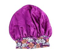 IWOWHERO Large Satin Sleeping Cap for Women Hair Protector with Flower Print Extra Large for Long Short Hair Easy Care Convenient Bonnet Comfortable Nightwear Accessory
