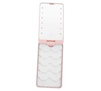 IWOWHERO LED Eyelash Storage Box Lighted Mirror for Organizing Wispy Eyelashes and Makeup for Vanity Case Use