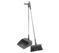 IWOWHERO Long Handle Upright Broom and Dustpan Set with Soft Bristles Self-Cleaning Teeth Space-Saving Storage for Garage Office Kitchen Floor Sweeping and Debris Collection