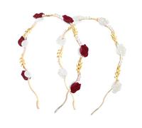 IWOWHERO Luxury French Design Headband 2pcs Hairpin Rose Hair Accessory Red Rose Headband
